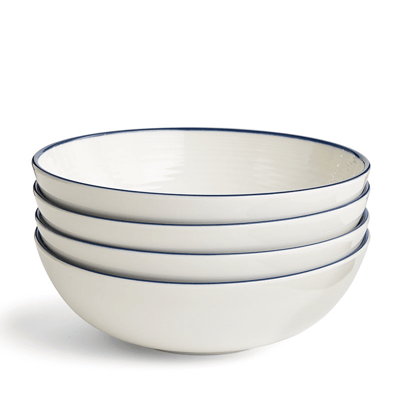 Gordon Ramsay Maze Denim Line Set of 4 Cereal Bowls, White