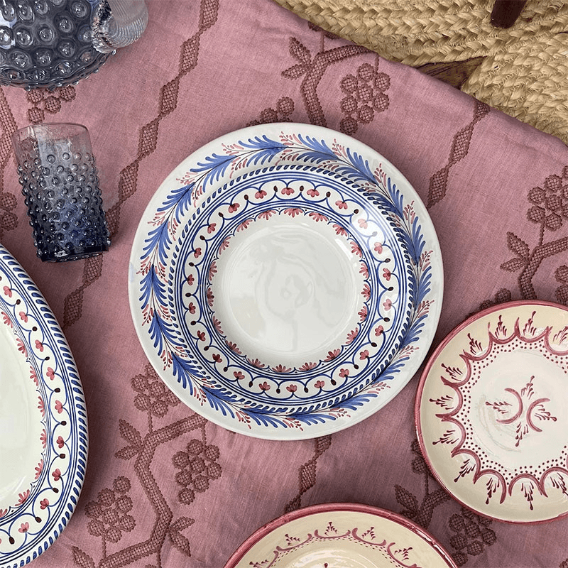 Honor Set of 4 Soup Bowls, White & Blue