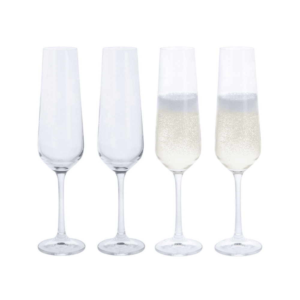 Cheers Set of 4 Champagne Flutes, Clear