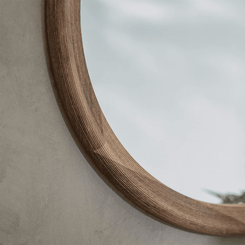 Image showing the Langley Round Wooden Mirror, Mango Wood product.
