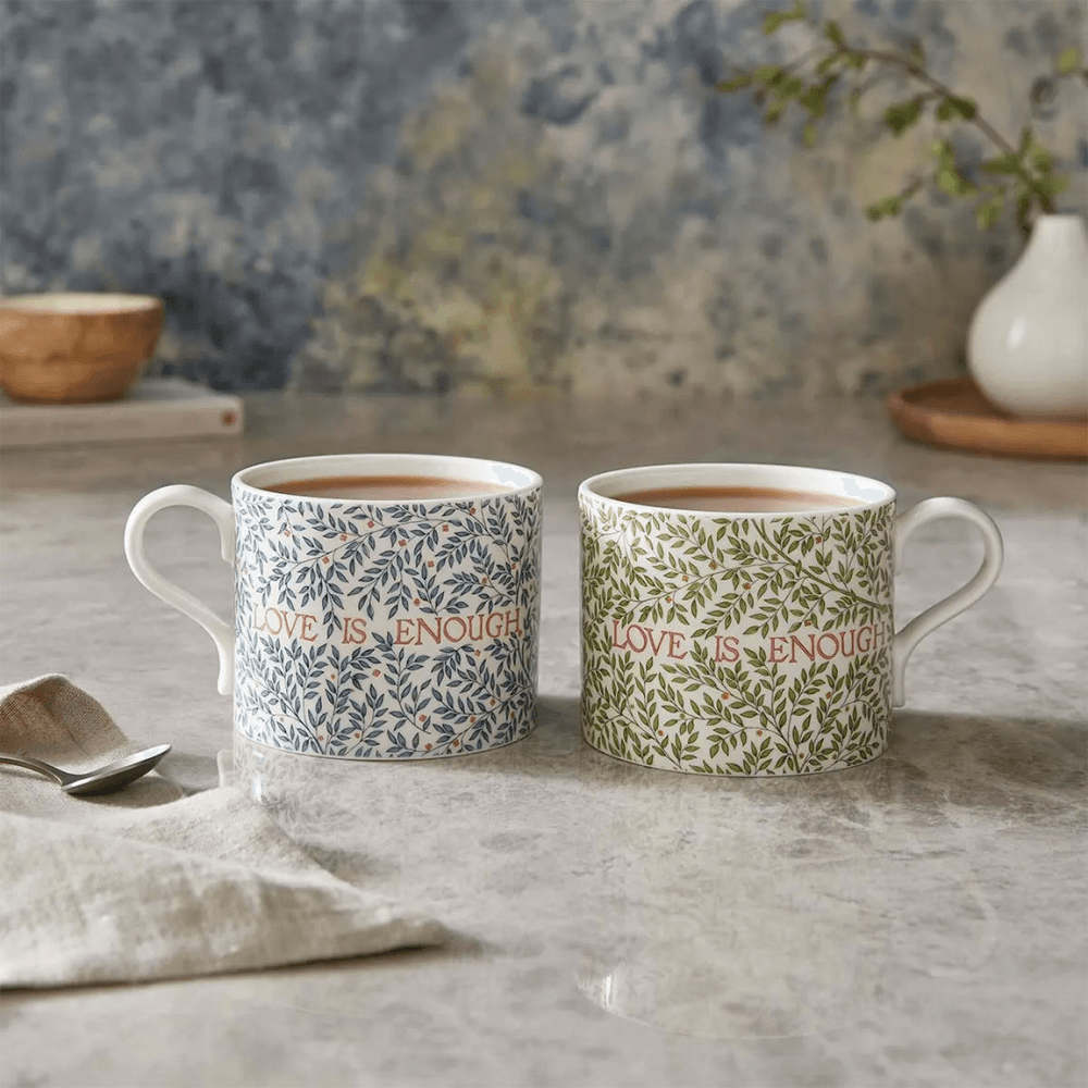 Morris & Co Love is Enough Set of 2 Mugs, Multi