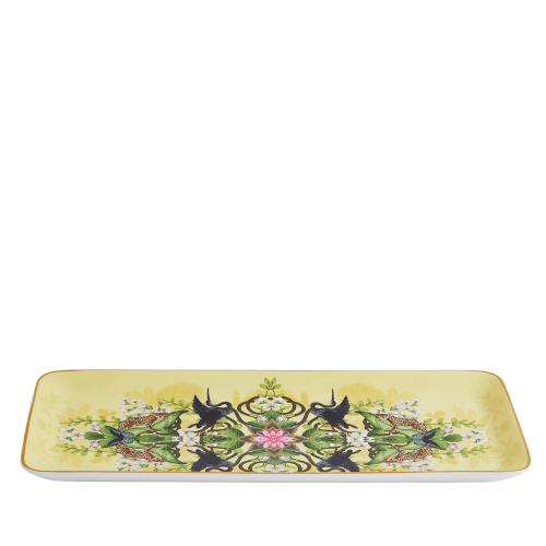 Image showing the Wonderlust Waterlily Sandwich Tray, Yellow/Floral product.