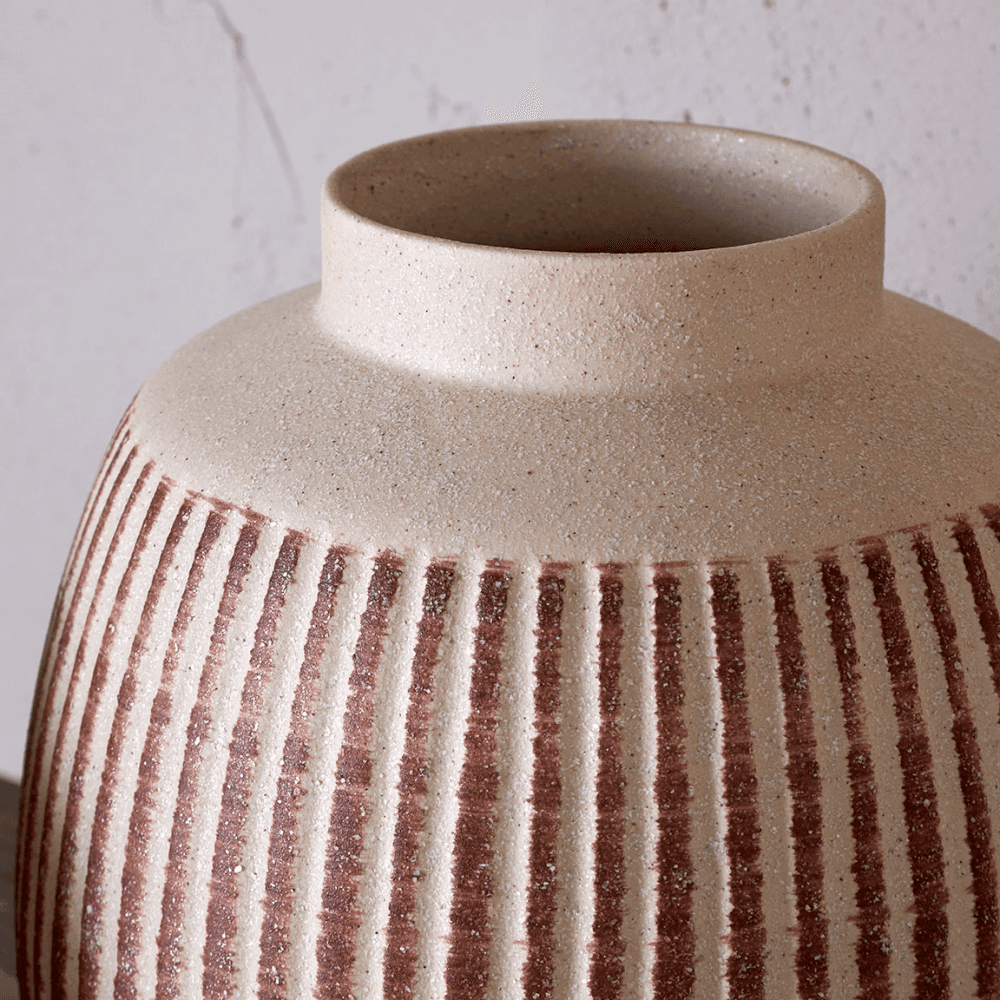 Perola Reactive Glaze Decorative Vase, Natural & Rust