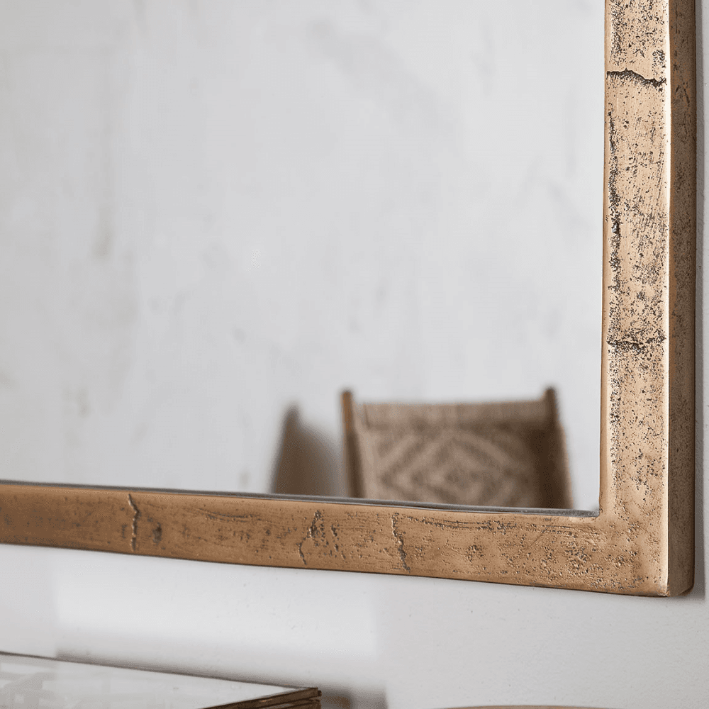 Murwara Wall Mirror, Antique Brass