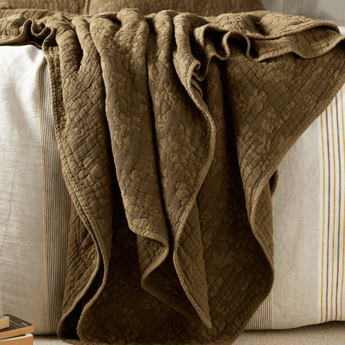 Image showing the Clover Throw, Dark Olive product.