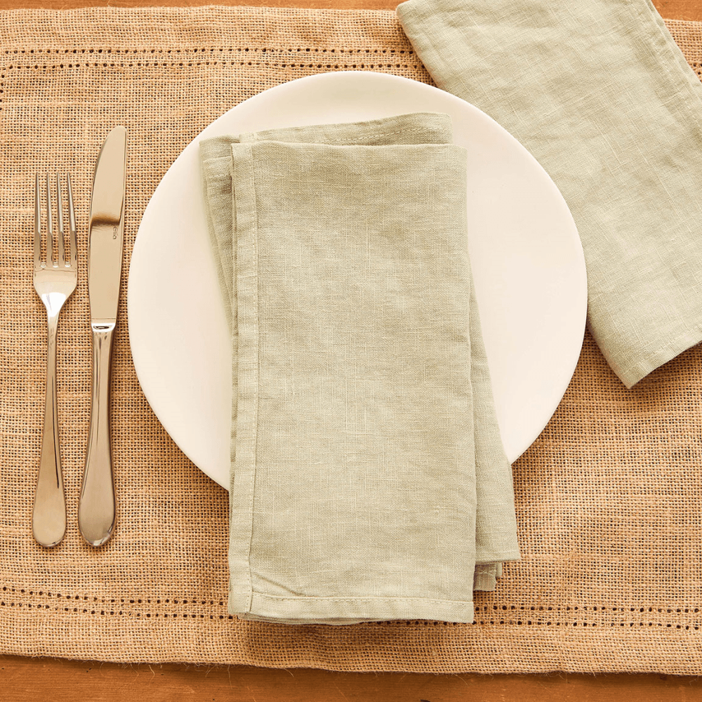 Linen Set of 4 Napkins, Sage