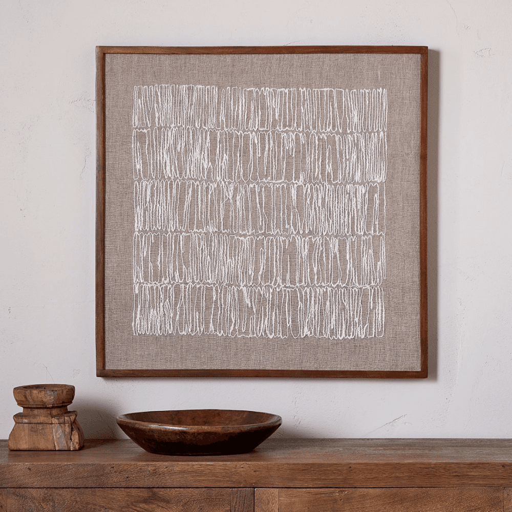 Birala Hand Stitched Wall Art, Natural