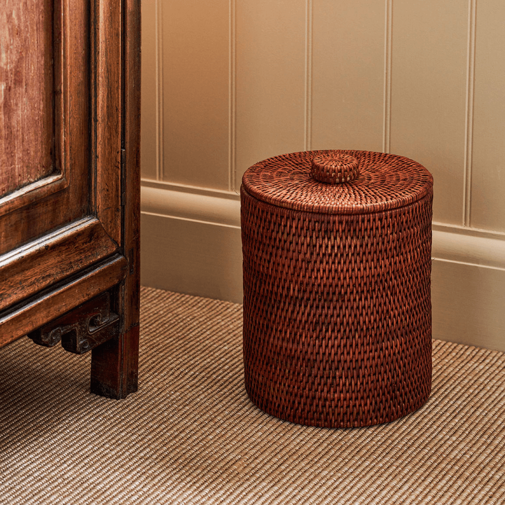 Strand Rattan Bathroom Bin, Brown