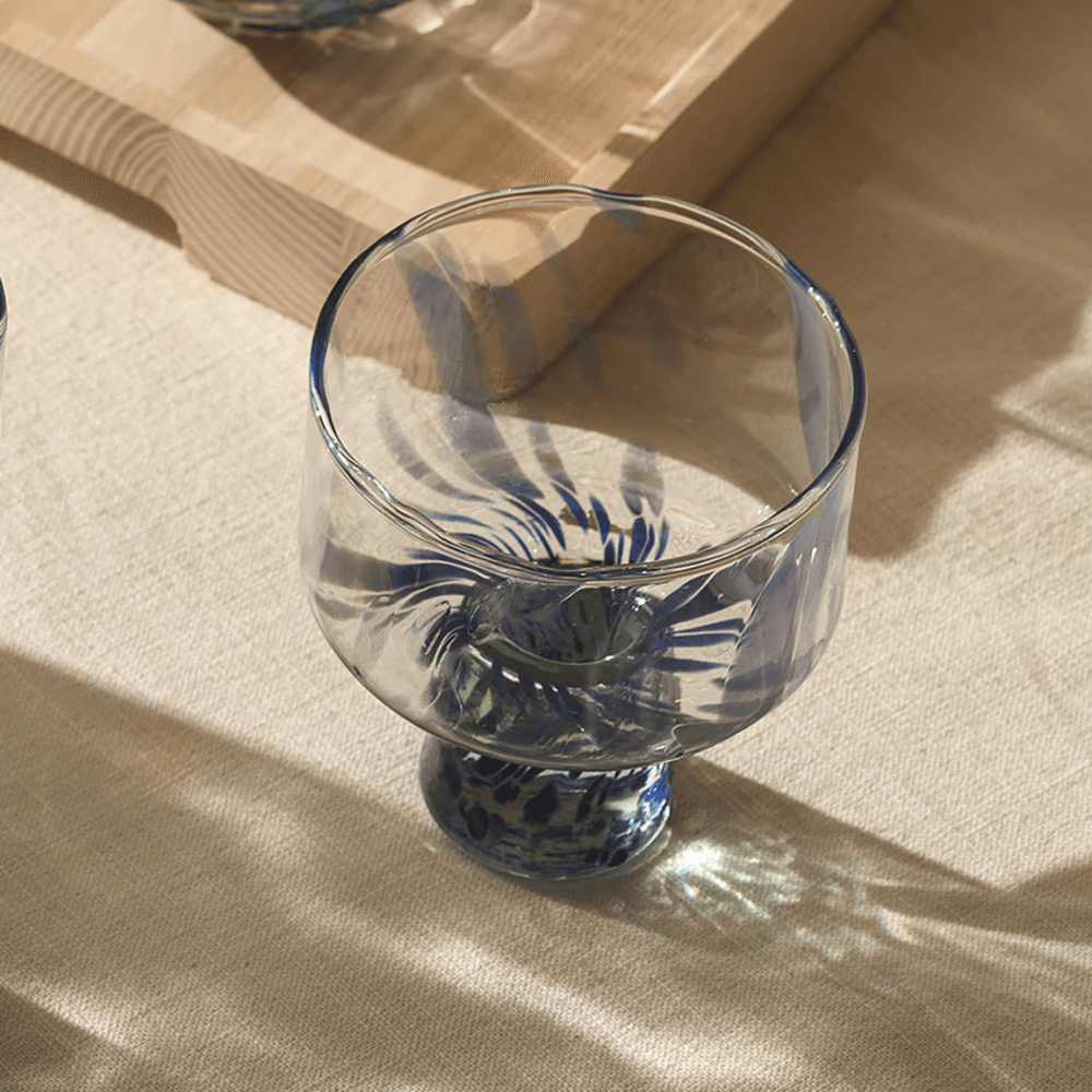 Sea Glass Set of 2 Cocktail Glasses, Ocean Blue