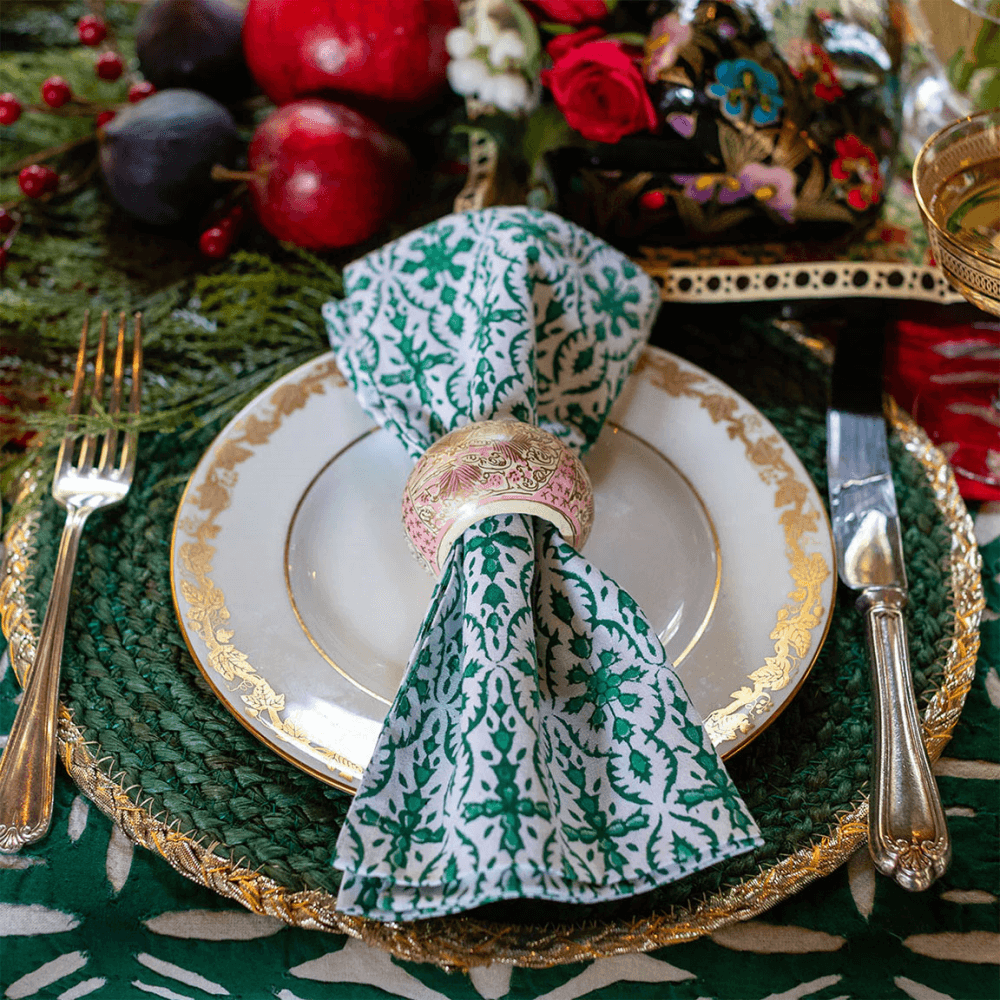 Afroze Set of 4 Napkins, Emerald Green