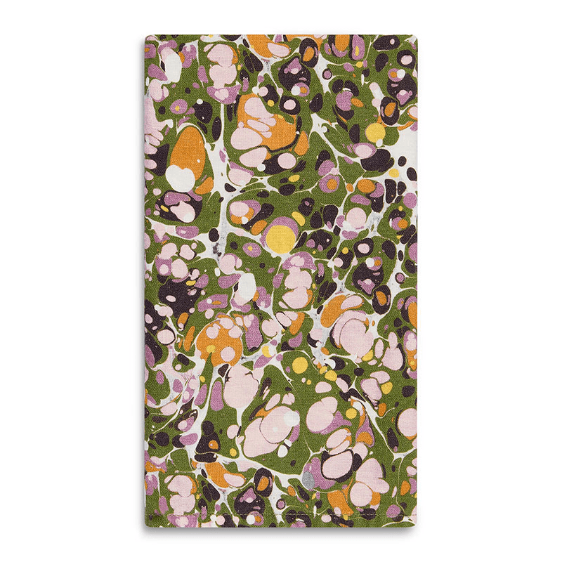 S&B Marble Napkin, Green, Rose Pink & Orange
