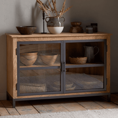 Image showing the Nivri Mango Wood & Iron Sideboard, Black product.