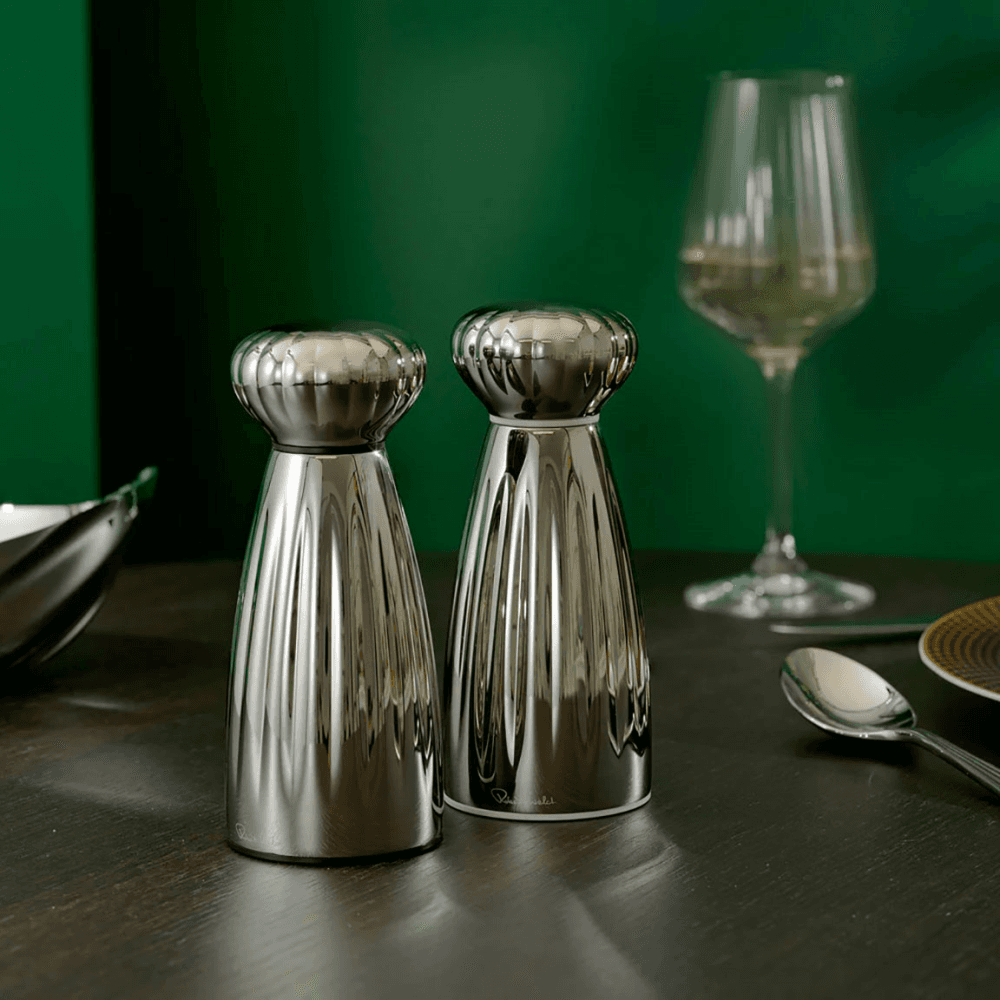 Palm Bright Mills & Tray Set, Stainless Steel