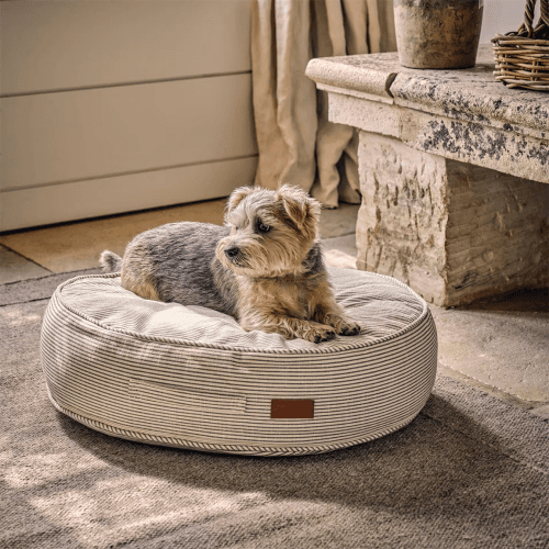 Image showing the Oaklands Stripe Pet Cushion Oval, H15 x W66cm, Fern product.