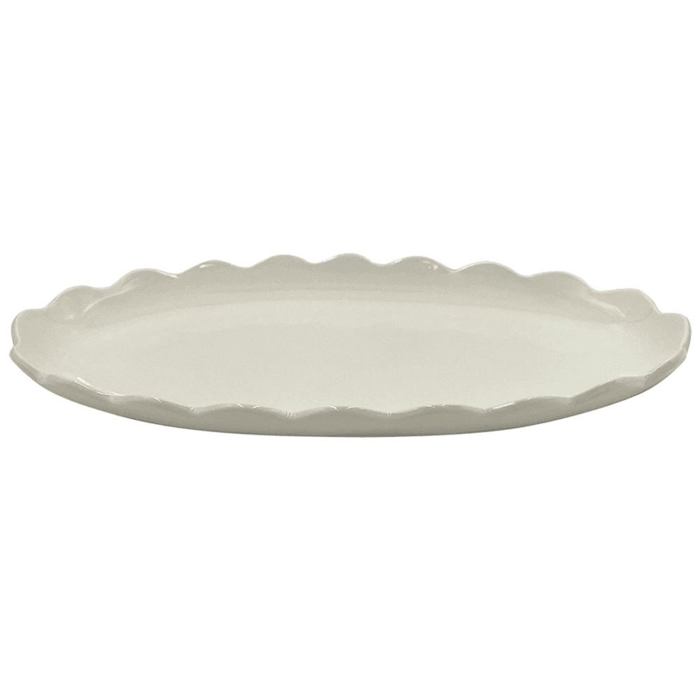 Scalloped Large Oval Platter, Cream