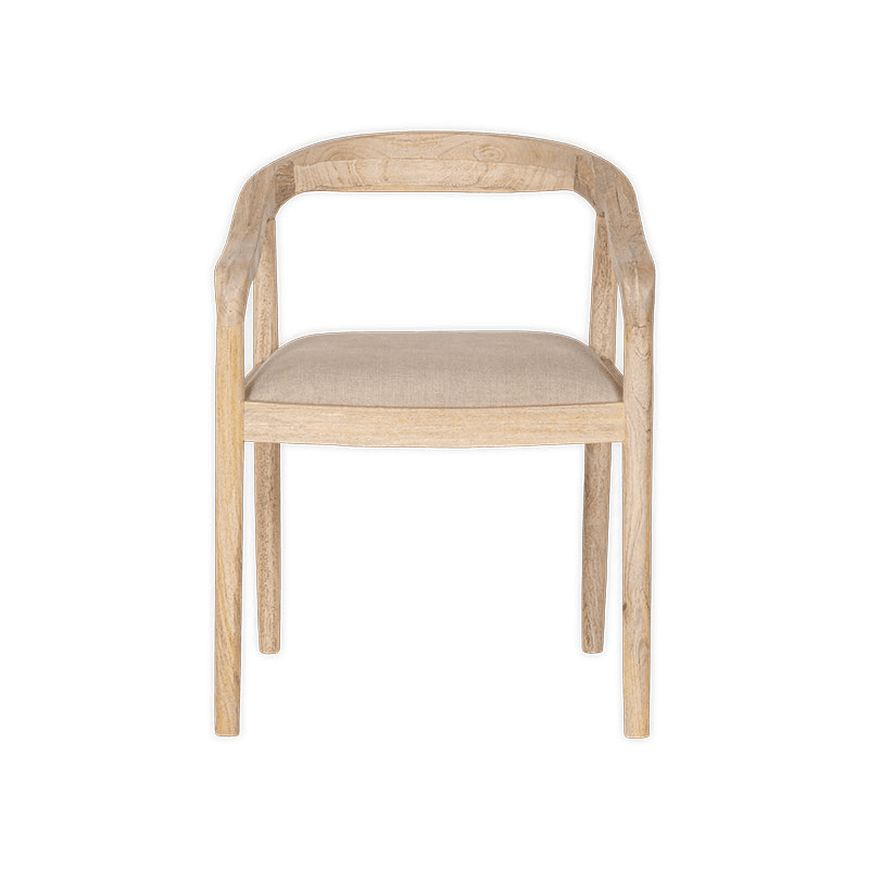 Anbu Mango Wood Upholstered Dining Chair, Natural