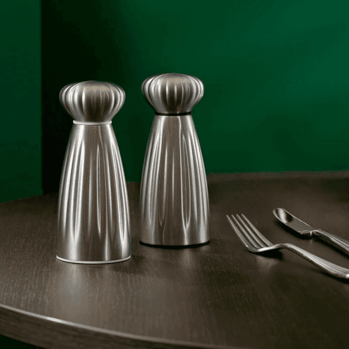 Image showing the Palm Satin Mills & Tray Set, Stainless Steel product.