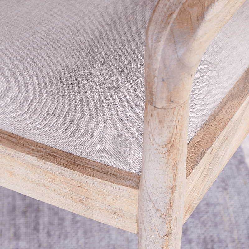 Anbu Mango Wood Upholstered Dining Chair, Natural