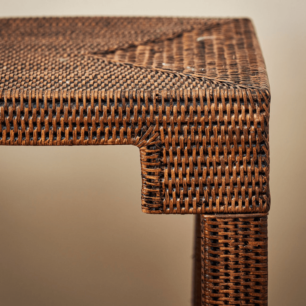 Katha Rattan Side Table, Brown