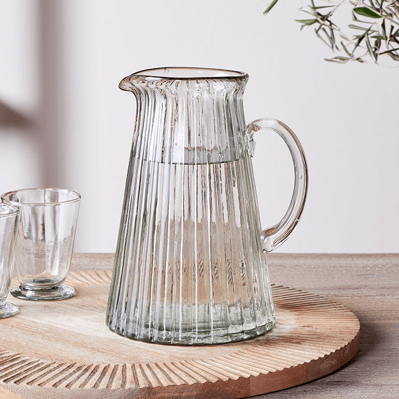 Minati Ribbed Glass Jug, Clear