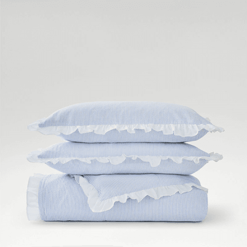 Image showing the Cotton Seersucker Stripe Duvet Set product.