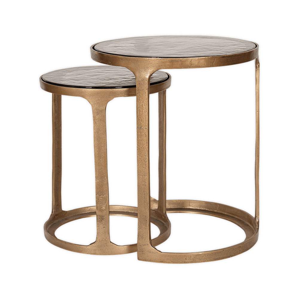 Khidki Nesting Side Tables, Antique Brass