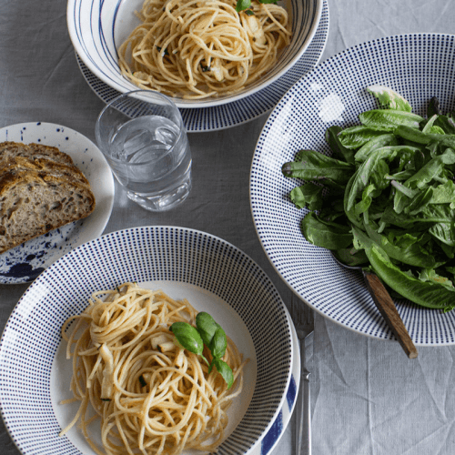 Image showing the Pacific - Dots Pasta Bowl, Blue product.