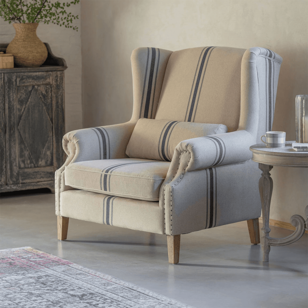 Monroe Stripe Loveseat, Blue