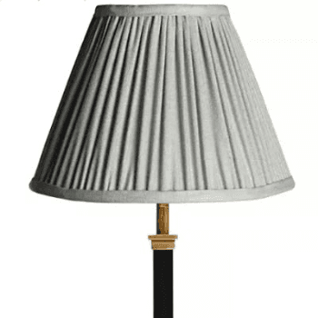 Image showing the gathered tall tapered Shade, smog stone washed linen product.