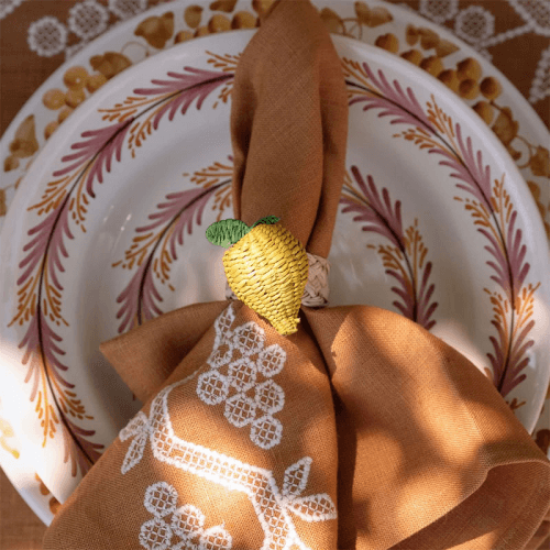 Image showing the Set of 4 Napkin Rings, Lemon product.