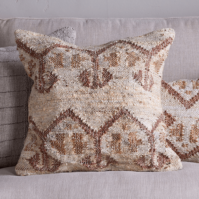 Nuvali Cotton & Jute Cushion Cover, Rust