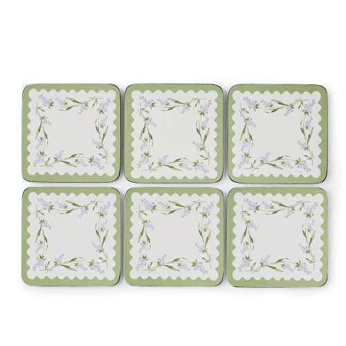 Image showing the Lavandula Set of 6 Coasters, White product.