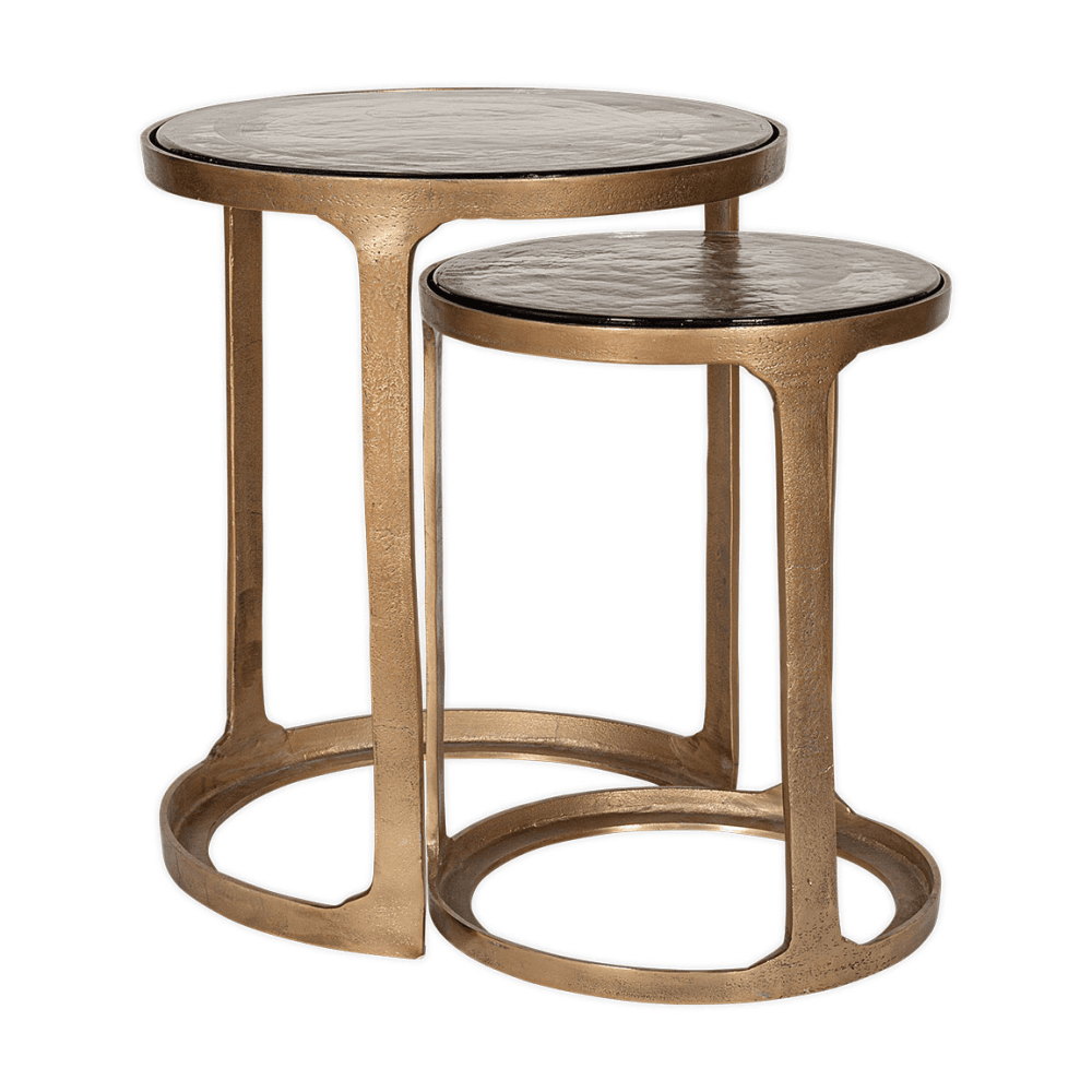 Khidki Nesting Side Tables, Antique Brass