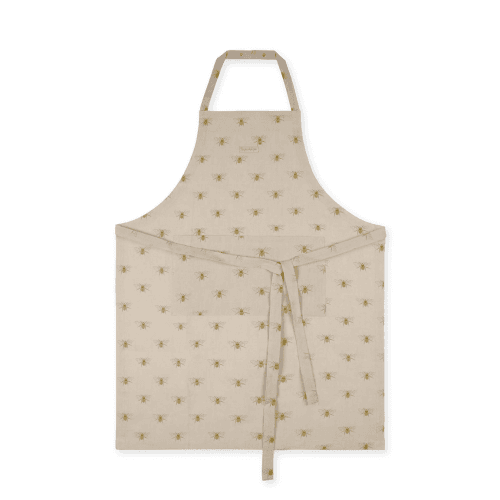 Image showing the Bees Linen Apron, Natural, Yellow product.