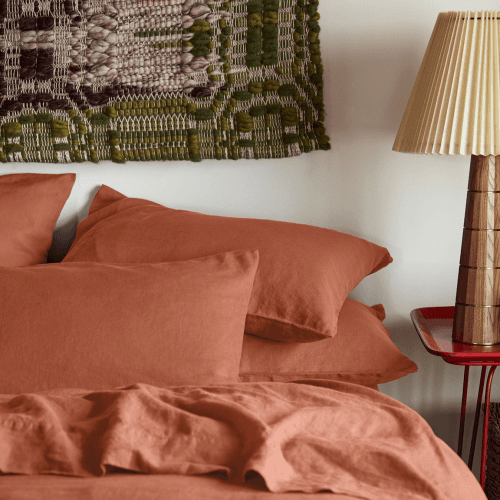 Image showing the Burnout Linen Pair of Pillowcases, Orange product.