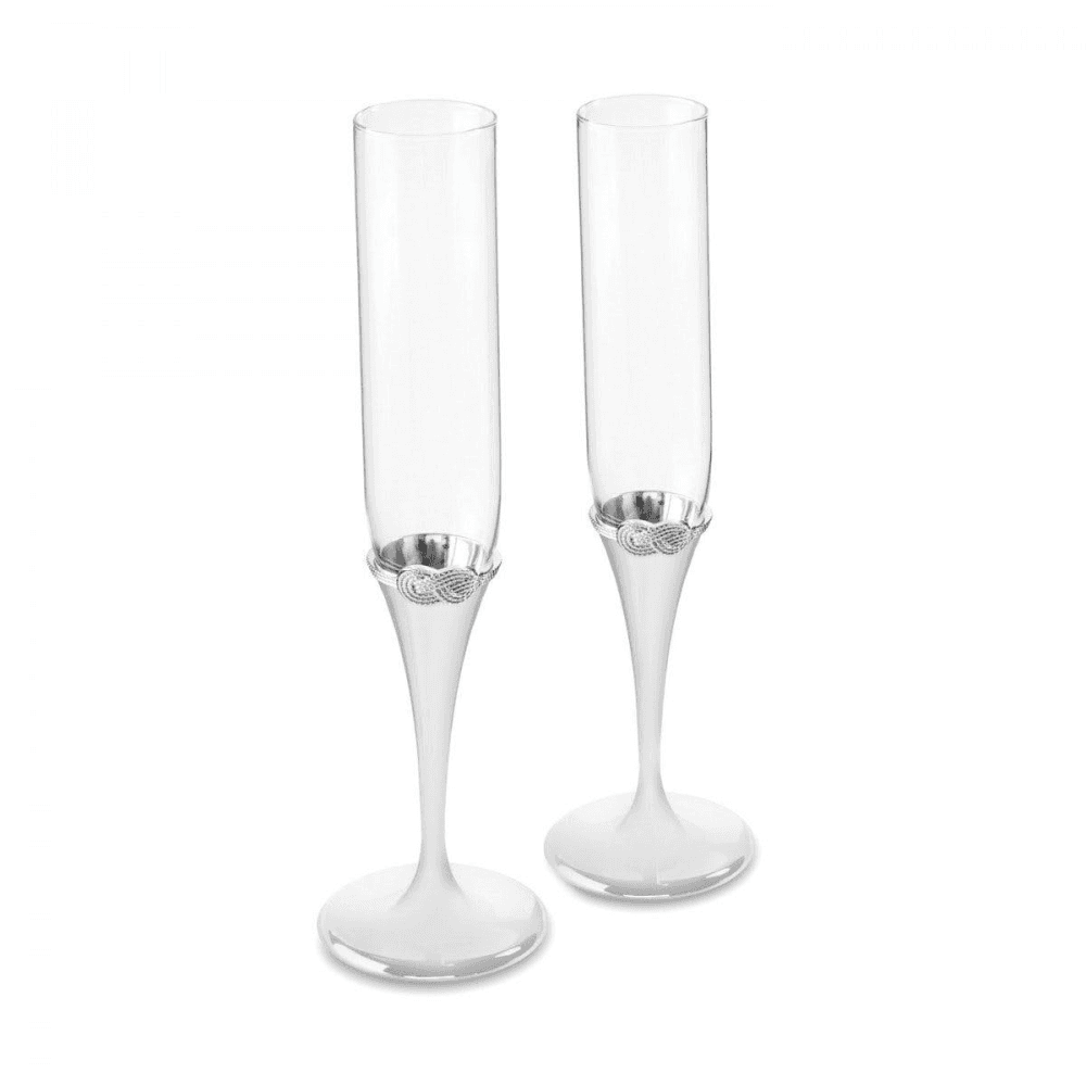 Infinity Set of 2 Toasting Flutes, Silver