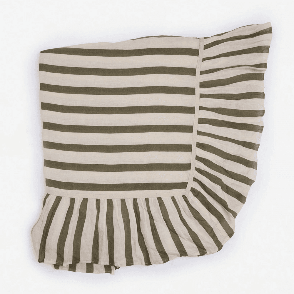 Thin Stripe Tablecloth, Olive & Ivory