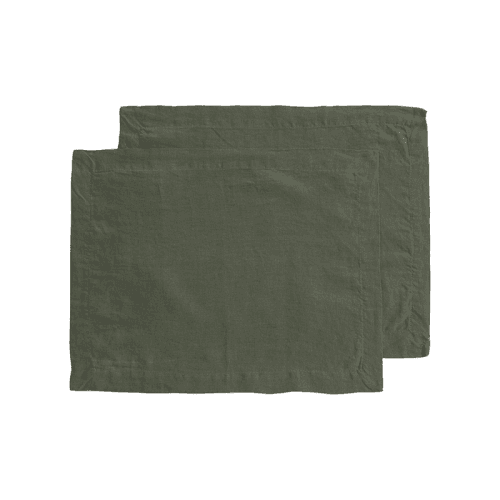 Image showing the Linen Set of 2 Placemats, Olive product.