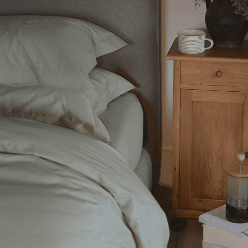 Image showing the The Edged 300 Thread Count Border Sateen Pair of Pillowcases, Sage Green product.
