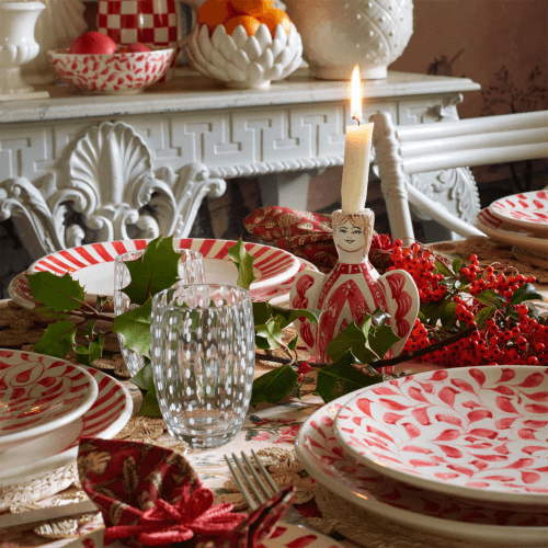 Image showing the Stripes Charger Plate, Red product.