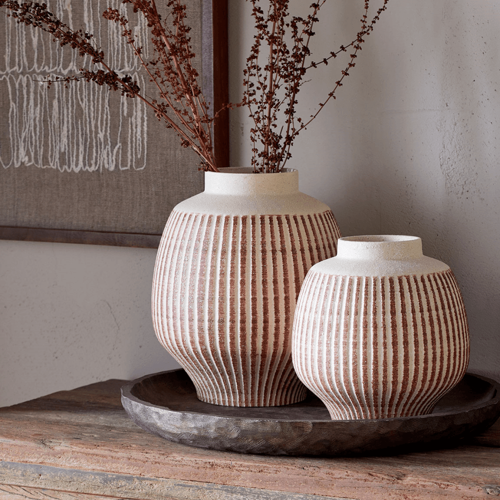 Perola Reactive Glaze Decorative Vase, Natural & Rust