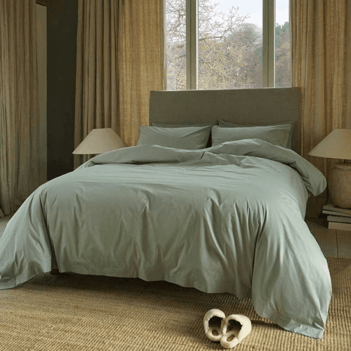 Image showing the The Original 300 Thread Count Sateen Pair of Pillowcases, Sage Green product.