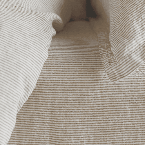 Image showing the Sid Stripe Linen Fitted Sheet product.