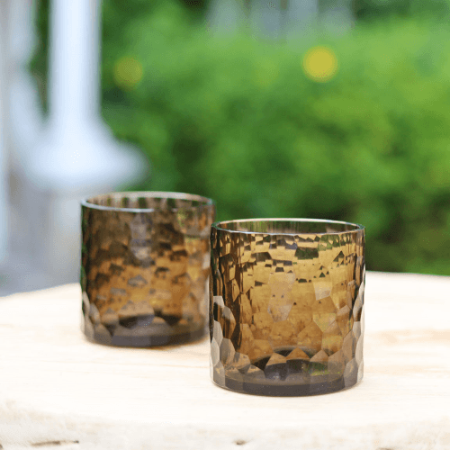 Image showing the Smoked Honeycomb Set of 2 Tumblers, Smoked Brown product.