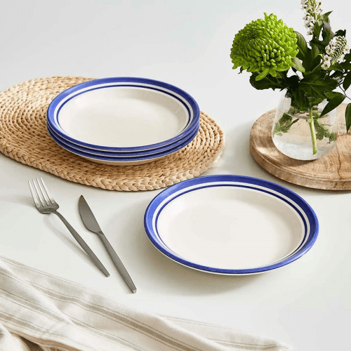 Image showing the Potter's Stripe Set of 4 Salad Pates, Blue product.