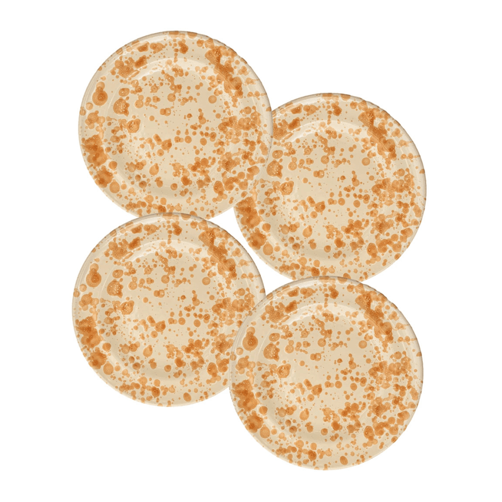 Splatter Set of 4 Side Plates, Tan & Ivory