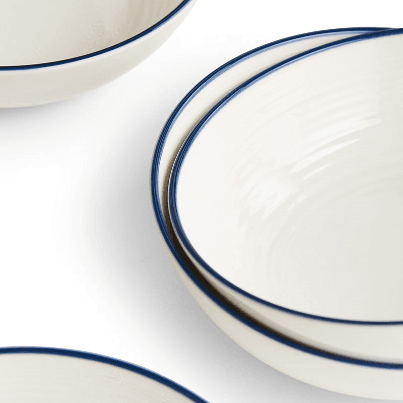 Gordon Ramsay Maze Denim Line Set of 4 Cereal Bowls, White