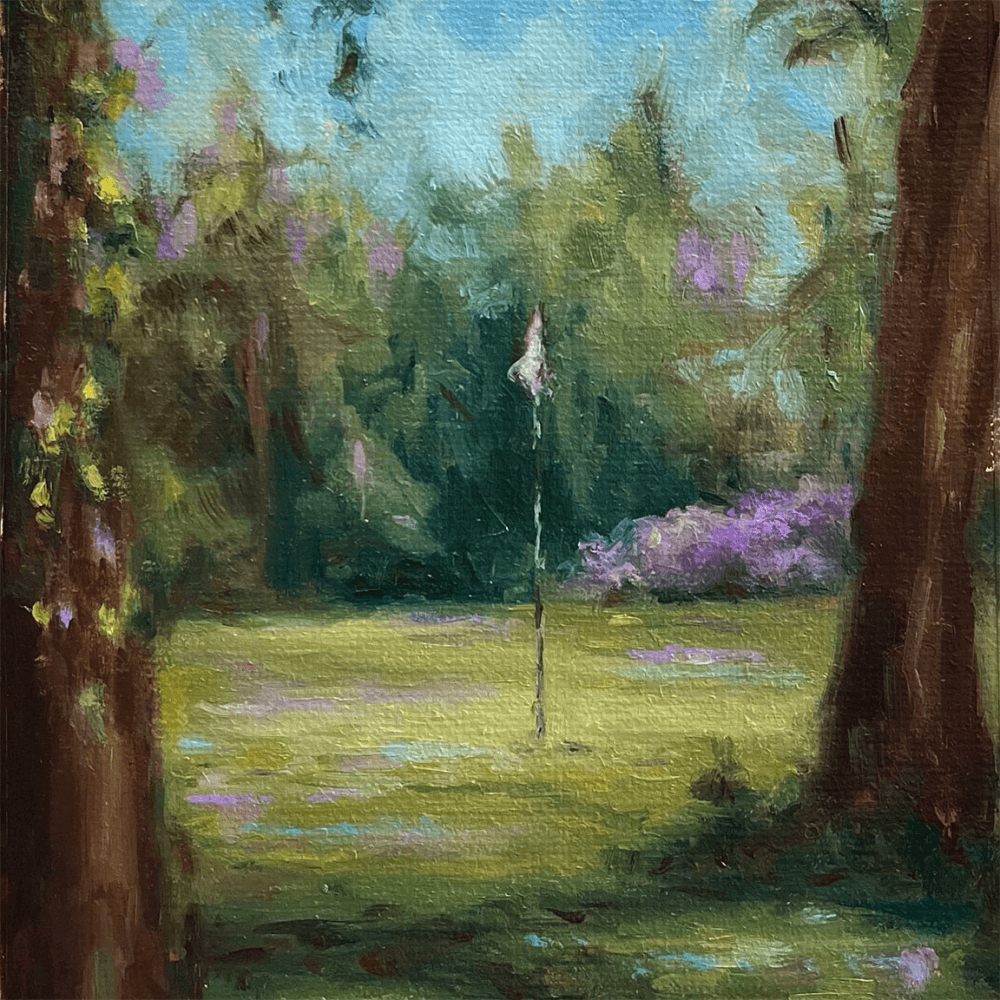 The Green Through Trees Framed Oil Painting
