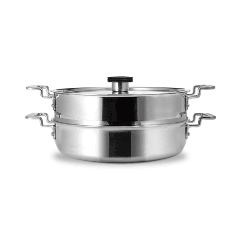 Image showing the 316 2 piece 28cm Low Casserole & Steamer Set, Stainless Steel product.
