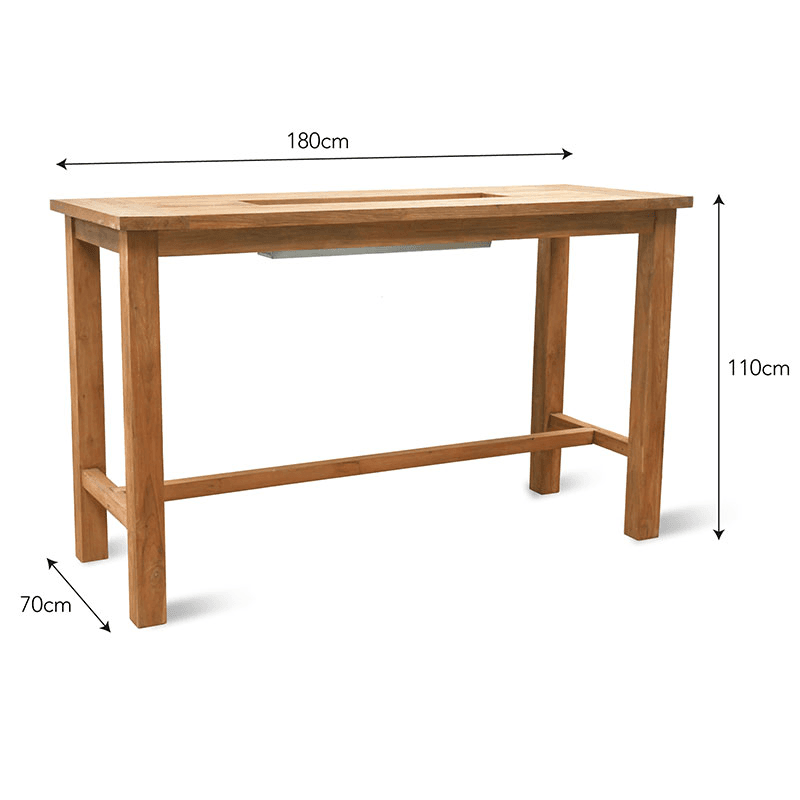 St Mawes Bar Table with Trough, Natural